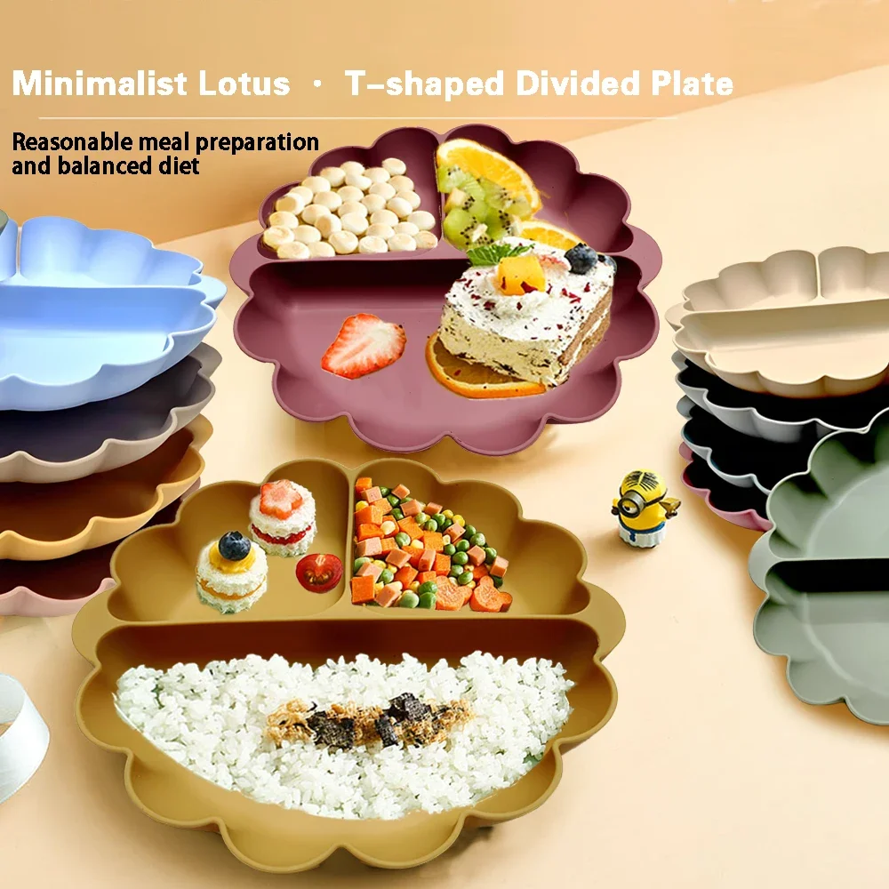 

Детская силиконовая посуда, прочная Тарелка на присоске, детская тарелка для кормления, тренировочная тарелка для защиты окружающей среды, легко моется