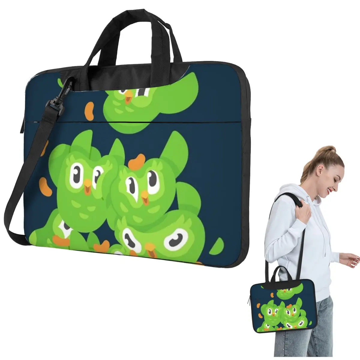 Duolingo Owl Duo Crossbody Laptop Bag Case Computer Bag 13 14 15.6 Inch Notebook Pouch for Lenovo