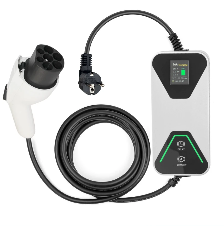 GBT New Portable EV Charger Schuko Plug 16A 3.6KW IP55 Control Box Home Use Level 2 UL94 V-0 Flame Retardant Case