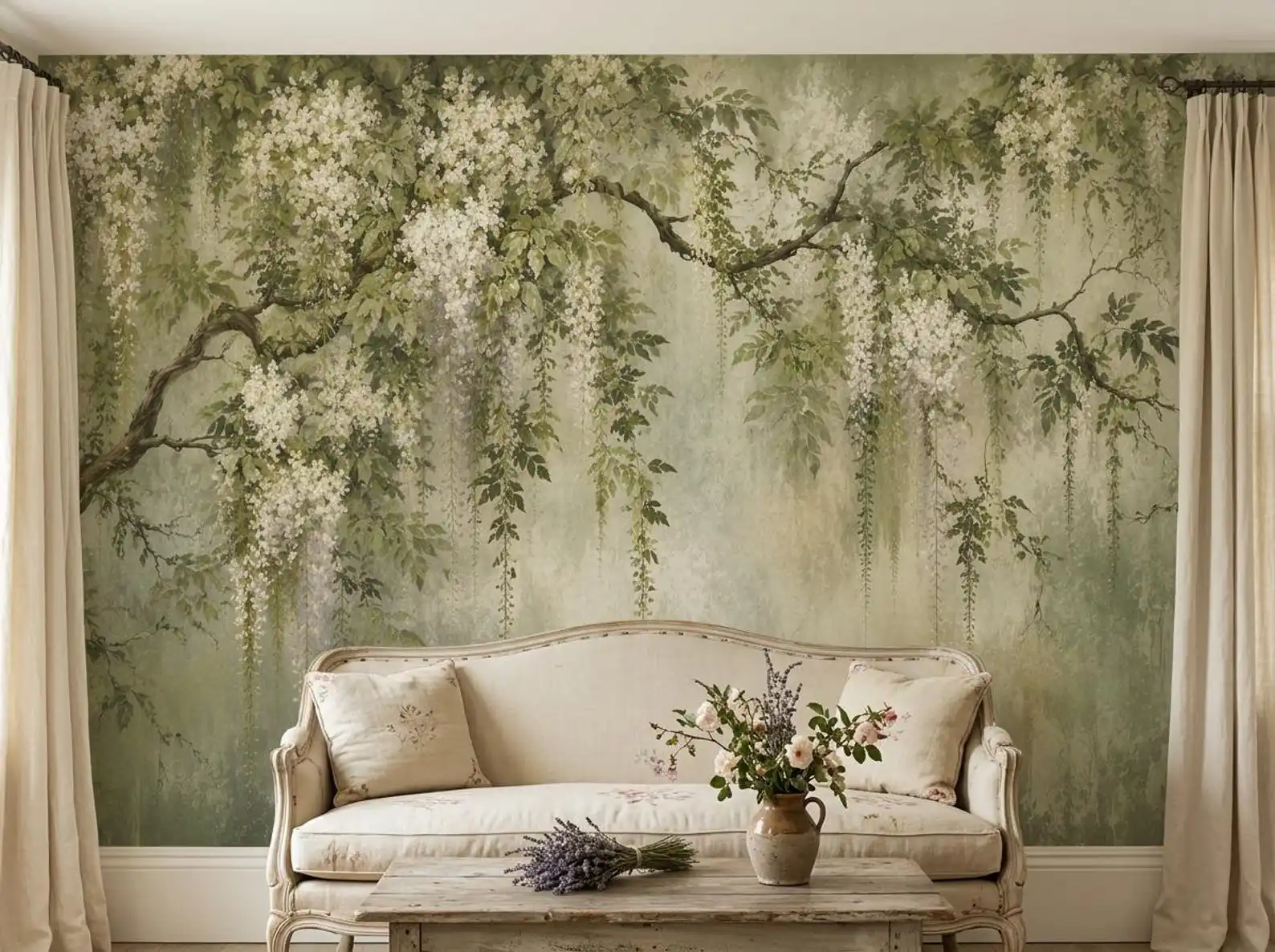 Customized mural big tree, flower branches wallpaper living room bedroom wall covering decorative painting, tree branches mural