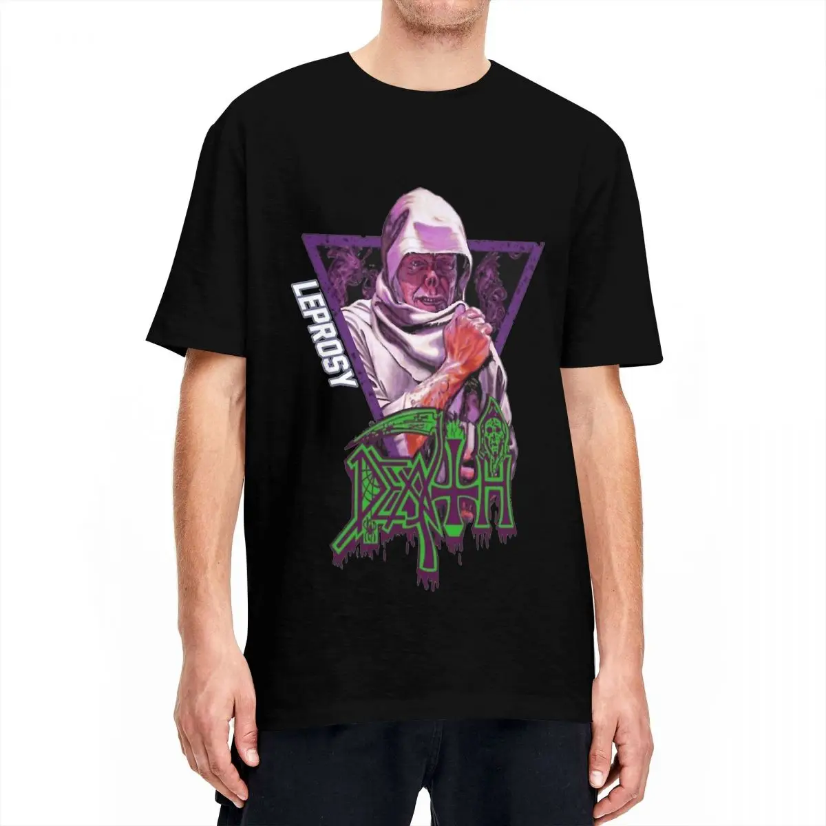 Men Death Leprosy T-Shirts Rock Music Tour Album 100 Cotton Clothing Summer Funny Short Sleeves T-Shirt Crewneck Tshirt 5XL 6XL