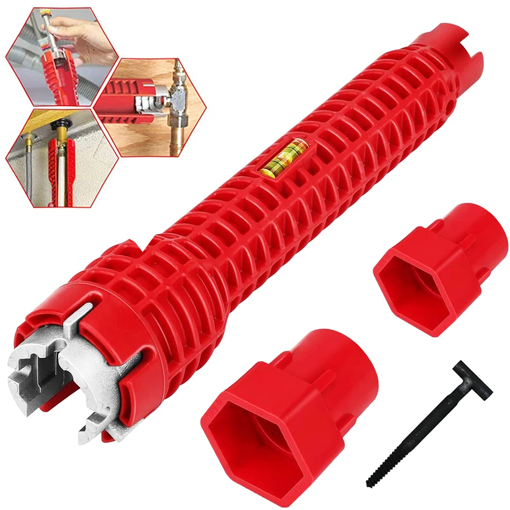 جديد 8 في 1 متعدد الأغراض صنبور ومفتاح تثبيت بالوعة، مقبض مضاد للانزلاق مفتاح ربط مزدوج الرأس، إصلاح أنابيب المياه في المطبخ #2