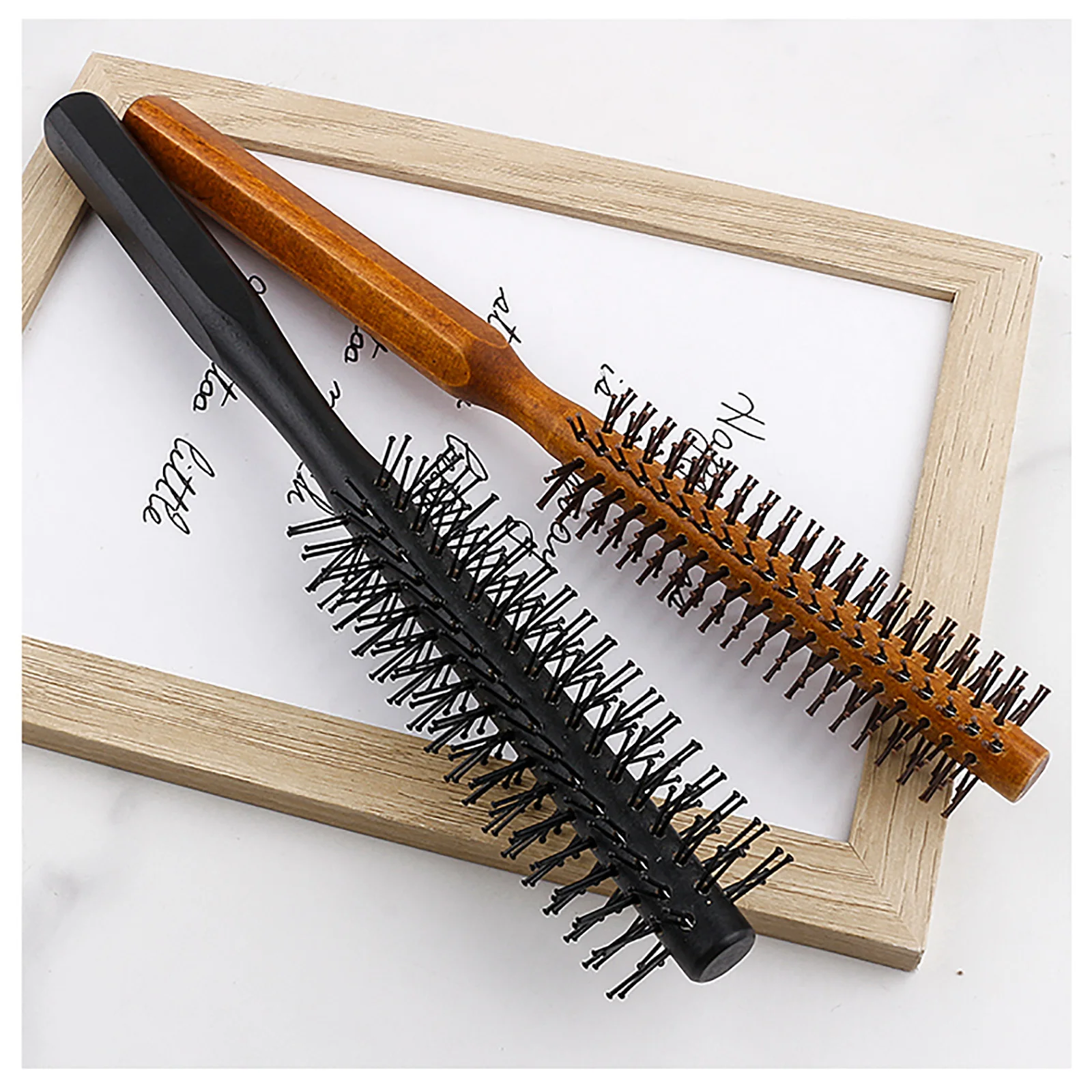 2-teiliges Pro Mini Holz-Rollkamm-Set, Twist-Rundkamm, Salon-Lockenbürste für Volumen-Styling, Friseurwerkzeuge – Detail 19