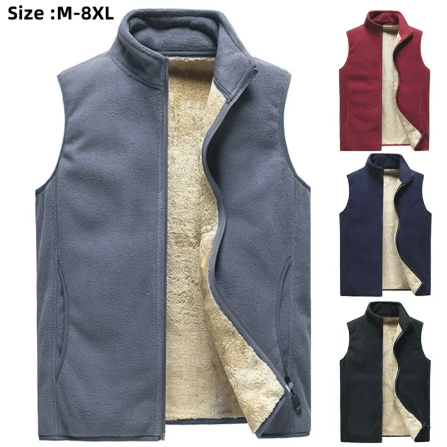 2024 Men's Oversized Cashmere Sleeveless Vest Jackets Fashion Wool Vest Male Cotton-Padded Vests Coats Men Warm Waistcoats 8XL