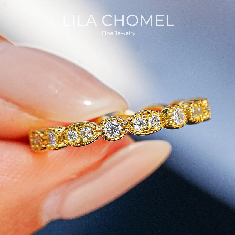

Daughter Birthday 18K Gold Rings Christmas Gift 0.13CT Moissanite Diamond Women Wedding Band Girl Valentine's Day Fine Jewelry