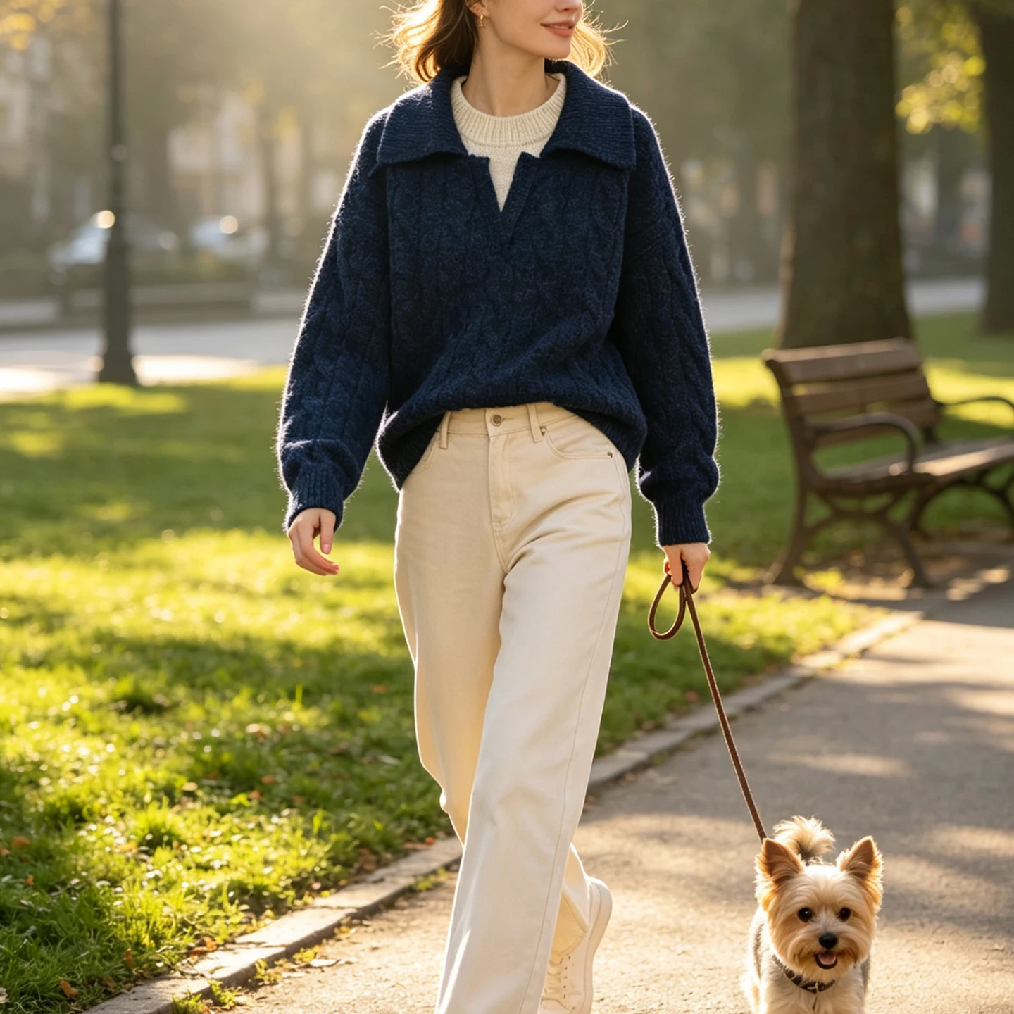 Fashionable Multi-Color Long Sleeve Knitted Top Women's Casual Style Collar Flip Color Block Design Autumn New Arrival