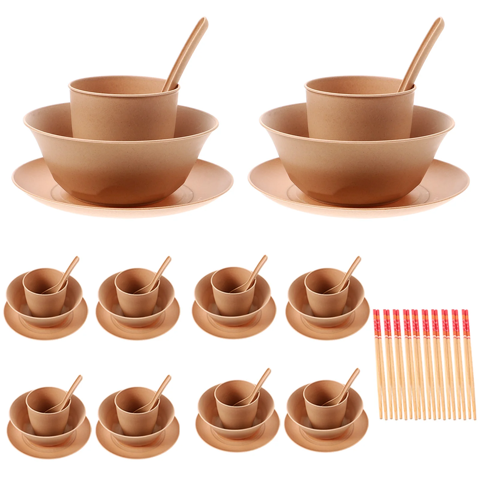 

10 Sets Rice Husk Disposable Tableware Party Plates Bowls Eco Friendly Biodegradable Dinnerware for Home Hotel Use