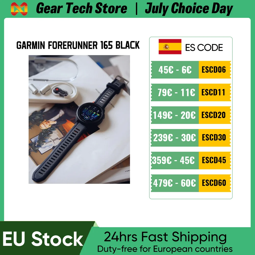 Reloj Deportivo Inteligente Garmin Forerunner 165 Estilo Básico, Pantalla AMOLED de 1.2 Pulgadas, GPS, Compatible con Múltiples Idiomas