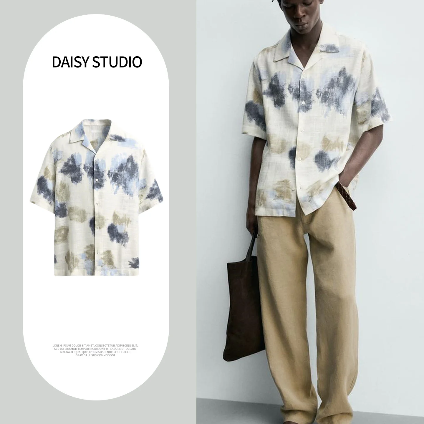 

Loose Fit Bowling Shirt Men's Summer New Arrival Abstract Print Casual Shirt Short Sleeve Printed Polyester Skin-Friendly Bre...