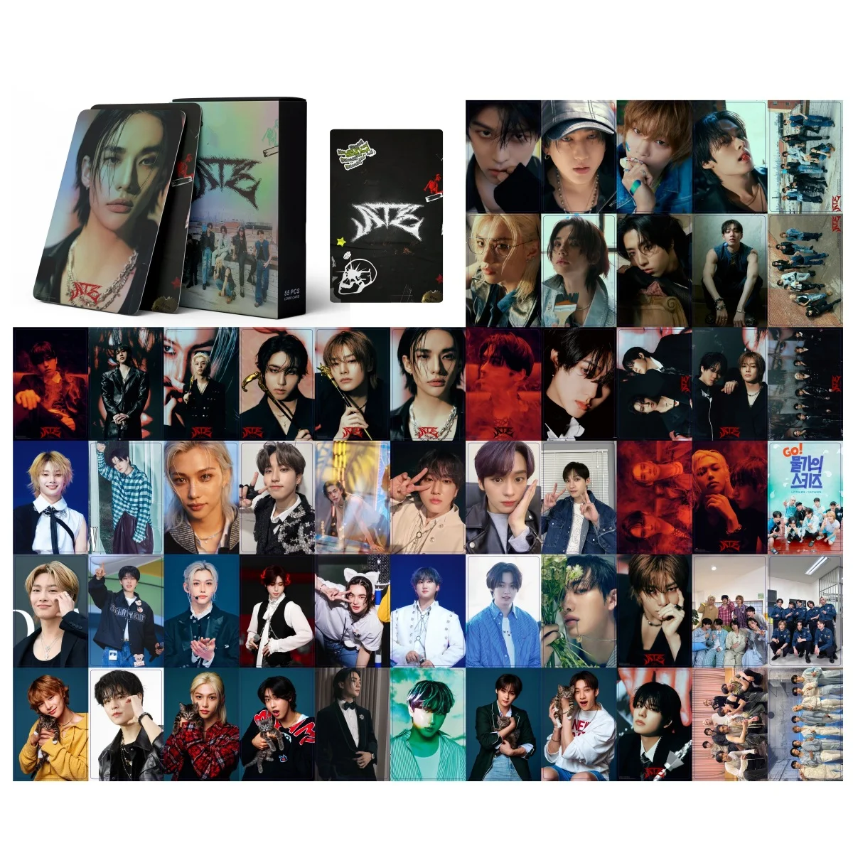 XIURAN 55 Pcs SK ATE Holographic Laser Card Kpop Photocards  Postcards  Series