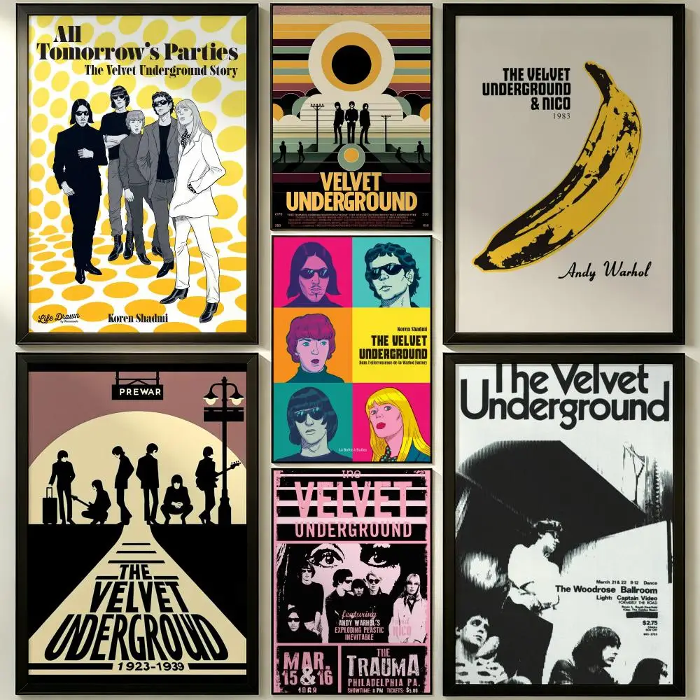 The Velvet Underground Vintage Rock Band Self-Adhesive Poster Waterproof Removable HD Print for Home Office Decor Poster