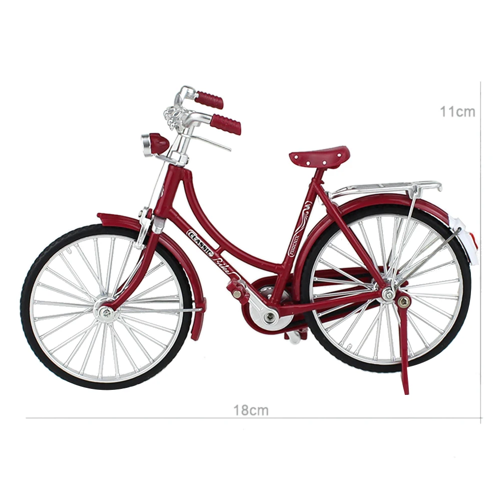 Mini bicicleta modelo de aleación 1:10, bicicleta de montaña con dedo de Metal fundido a presión, bicicleta Retro, juguete coleccionable para niños y adultos, estilo 2 rojo