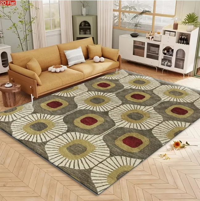 Mid-Century Geometric Retro Pattern Area Rug Stylish Carpet Flooring for Living Room Office