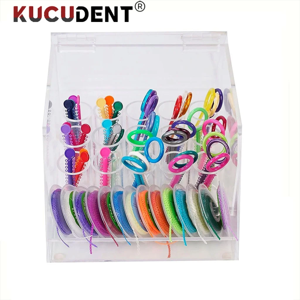 2 In 1 Dental Ligature Tie Storage Box Orthodontic Elastic Power Chain Holder Transparent Placing Box Arcylic Dispense Case