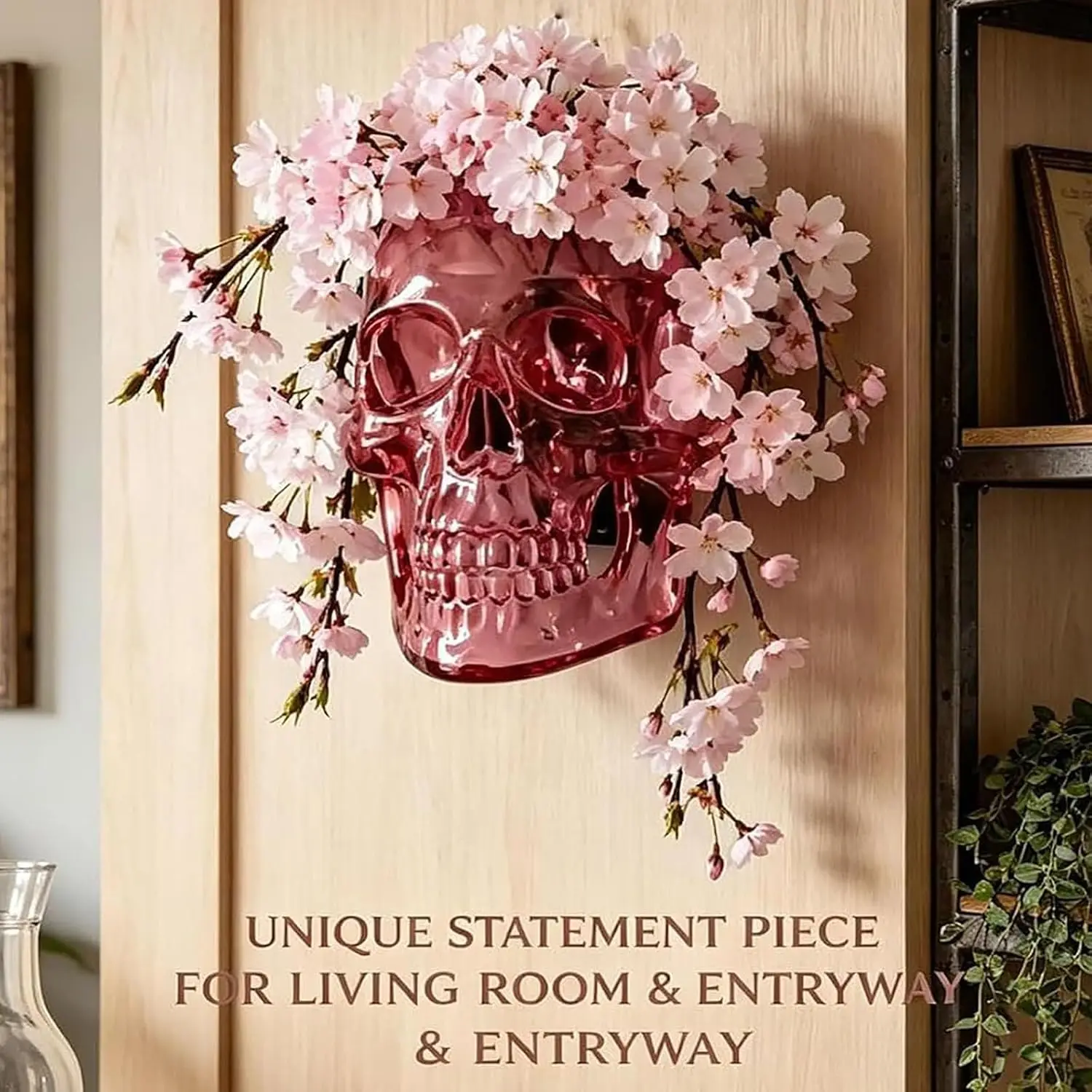 Gothic Skull Wall Hanging Vase, Translucent Skull Wall Mounted Flower Planter Pot, Spooky Skeleton Head Decor, Hangable Tabletop