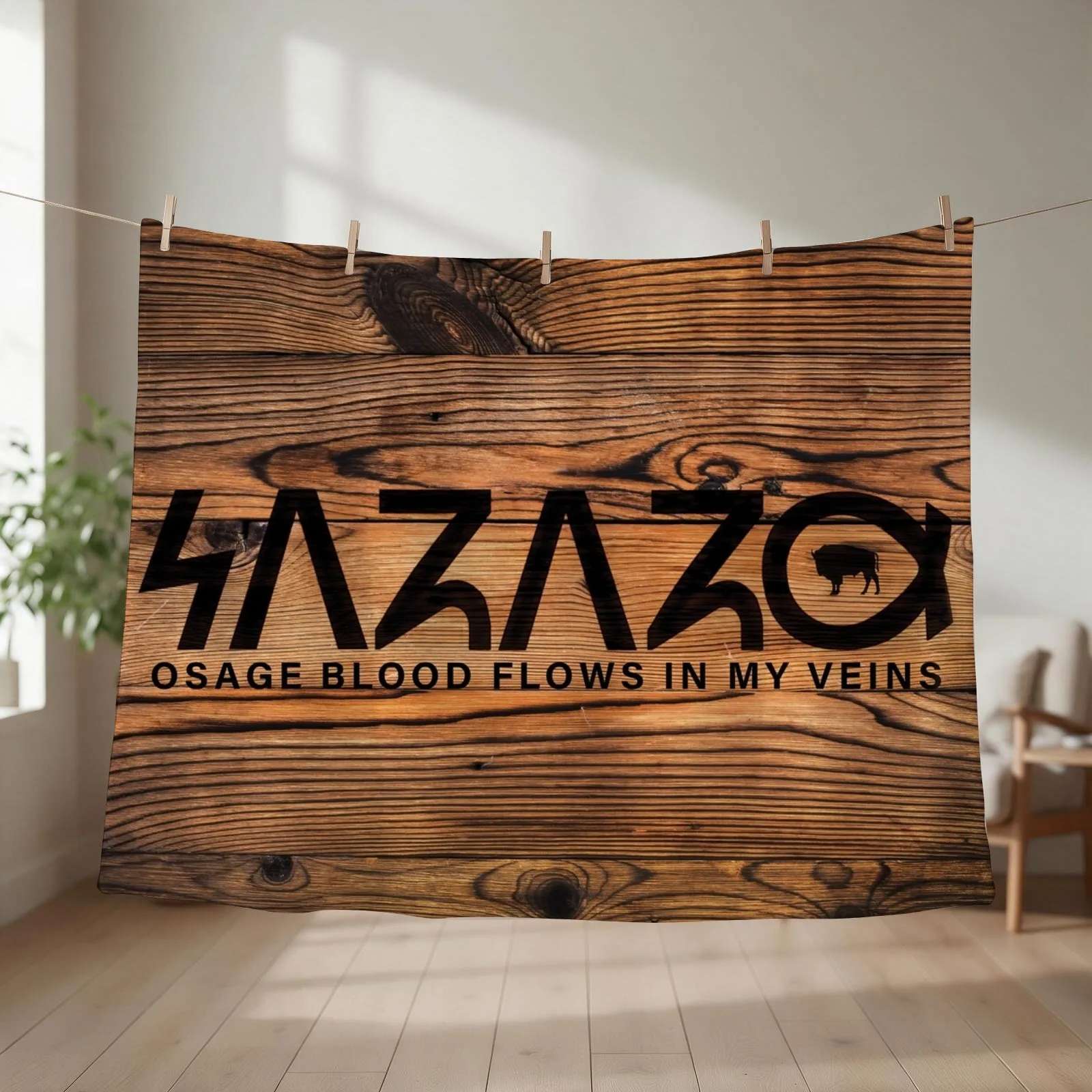 Wahzhazhe - Osage Blood Flows In My Veins Throw Blanket couch cozy soft plush fuzzy picnic outdoor blanket