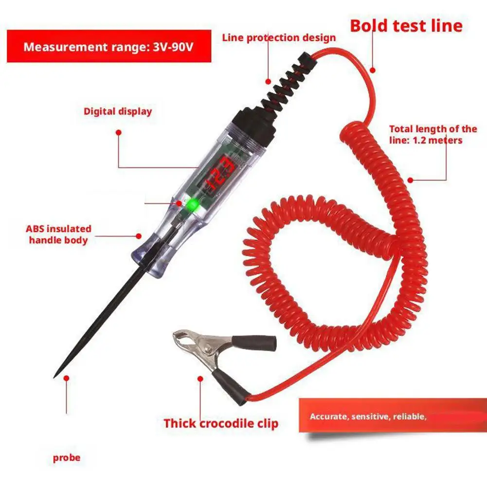 6 فولت 12 فولت 24 فولت سيارة شاحنة الجهد جهاز فحص الدائرة الكهربائية السيارات سيارة التشخيص التحقيق اقلام الفحص ضوء لمبة الكهربائية قياس القلم أدوات إصلاح #5