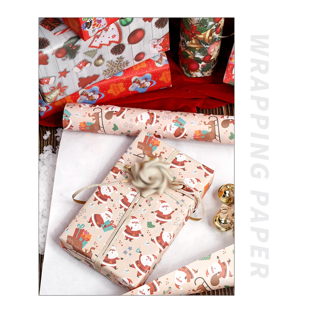 سانتا هدية التفاف عيد الميلاد موضوع عيد الميلاد ورق التغليف هدية عيد الميلاد التفاف ورقة تغليف الهدايا الملونة للاحتفال بعيد الميلاد #3