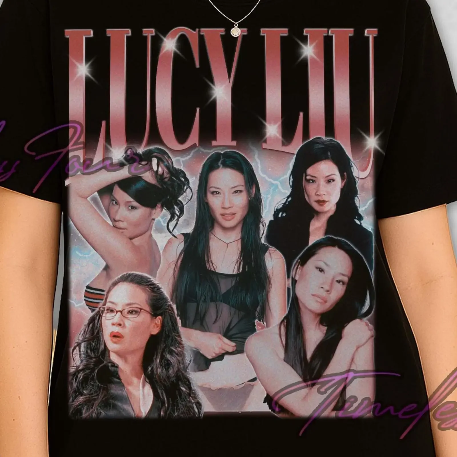 Vintage Lucy Liu Bootleg T Shirt Retro 90s Fan Casual Celebrity Merch for Fans vintage Washed Stretched Unisex graphic