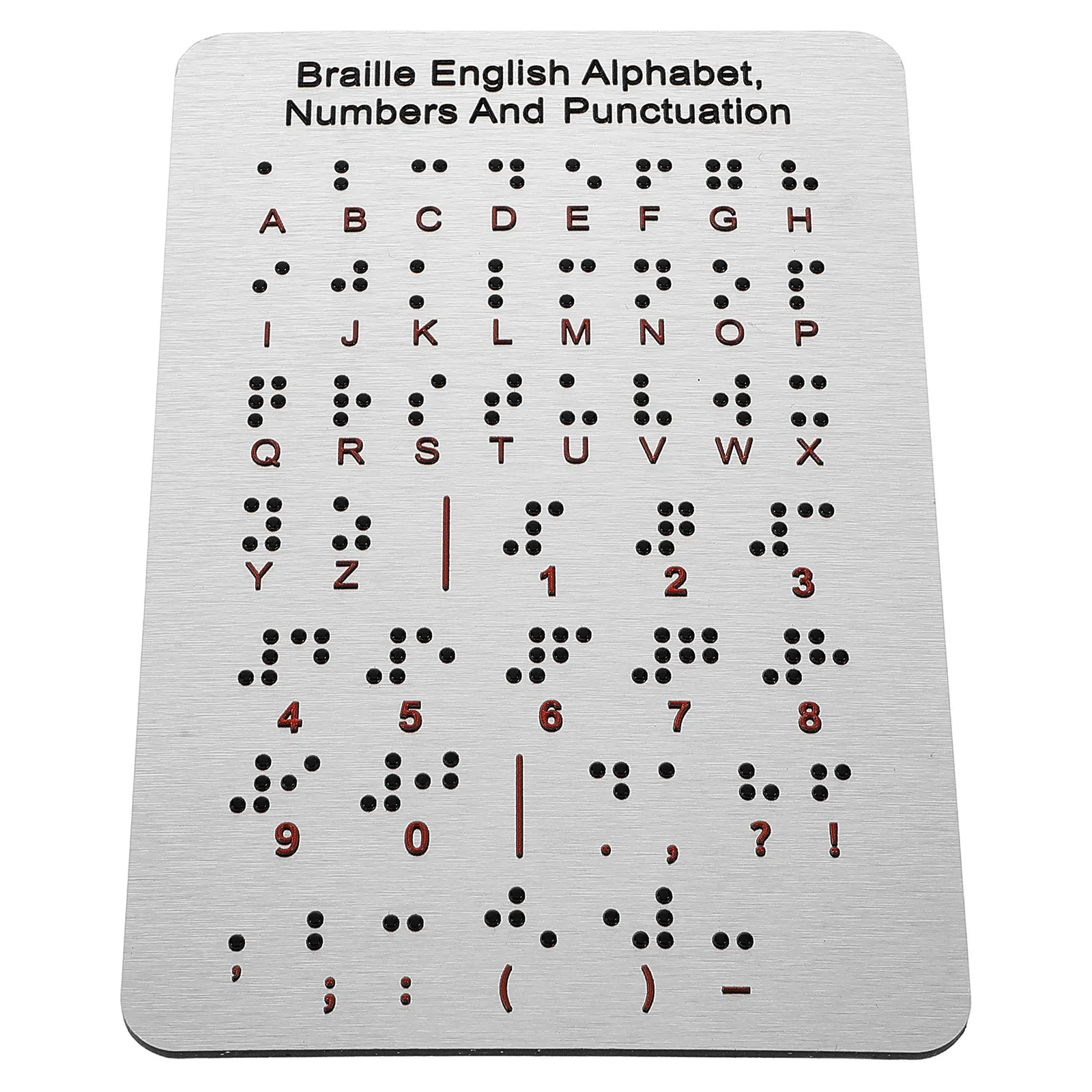 Braille Alphabet Board Stainless Steel Raised Dots Tactile Learning Tool for Blind Beginners Braille Education Special view 4