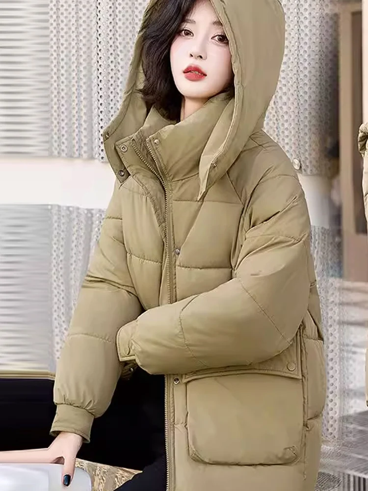 

Корейское женское хлопковое джинтовое зимнее пальто с капюшоном, хлопковая одежда с капюшоном, теплая и уютная новинка 2025 года