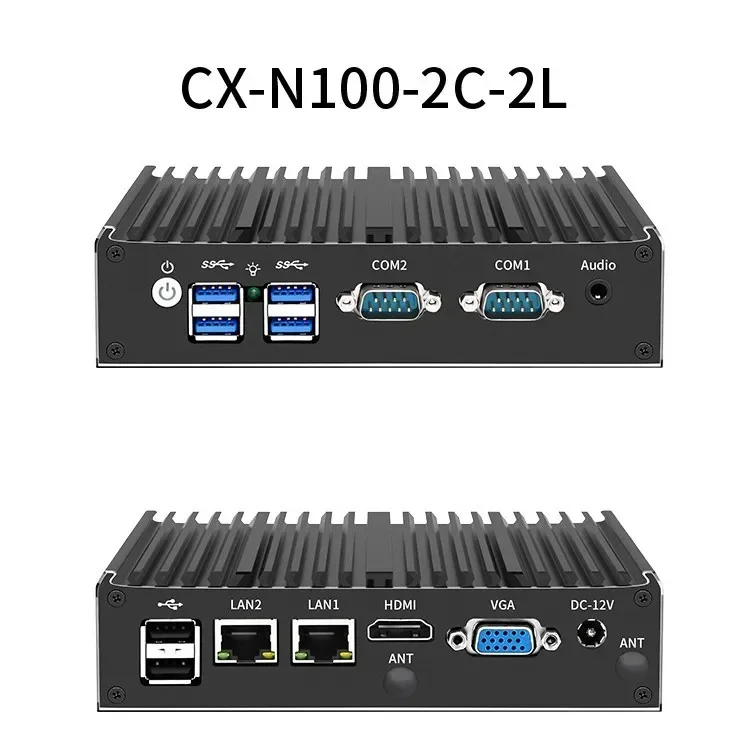 N100 mini industrial control host dual network dual serial port linux host aluminum alloy shell heat dissipation micro