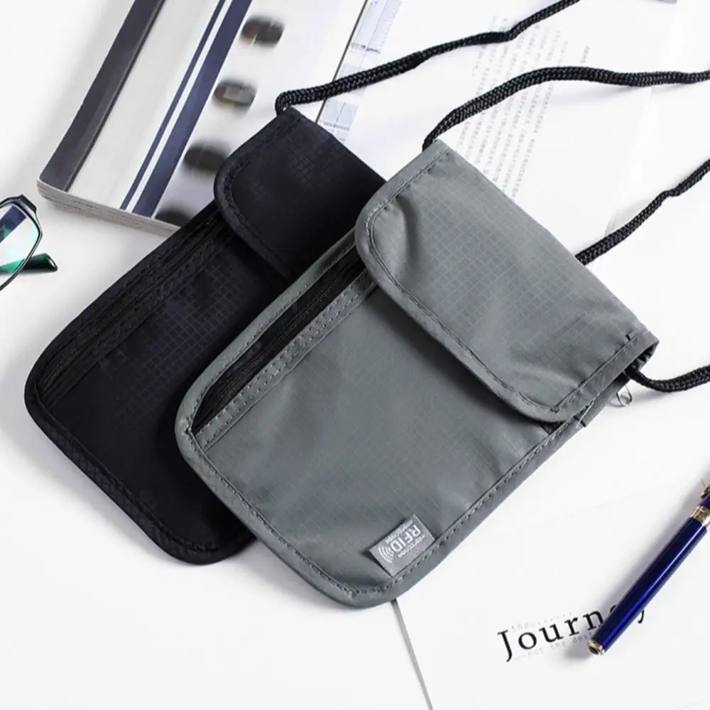 Anti-Theft RFID Passport Bag Rfid-Blocking Neck Hanging Neck Wallet Storage Organizer Multi-Pockets Document Credit Case