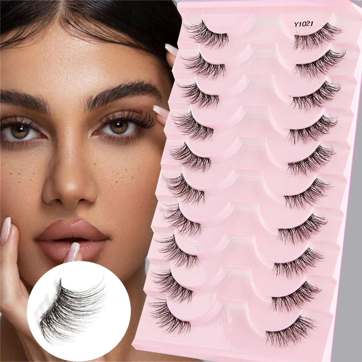 Halve Wimpers 3D Valse Nertsen Wimper Piekerige Wimper Natuurlijke Gevleugelde C Krullende Wimper Uitgebreide Dikke Vos Wimper 3/10 Paar Set