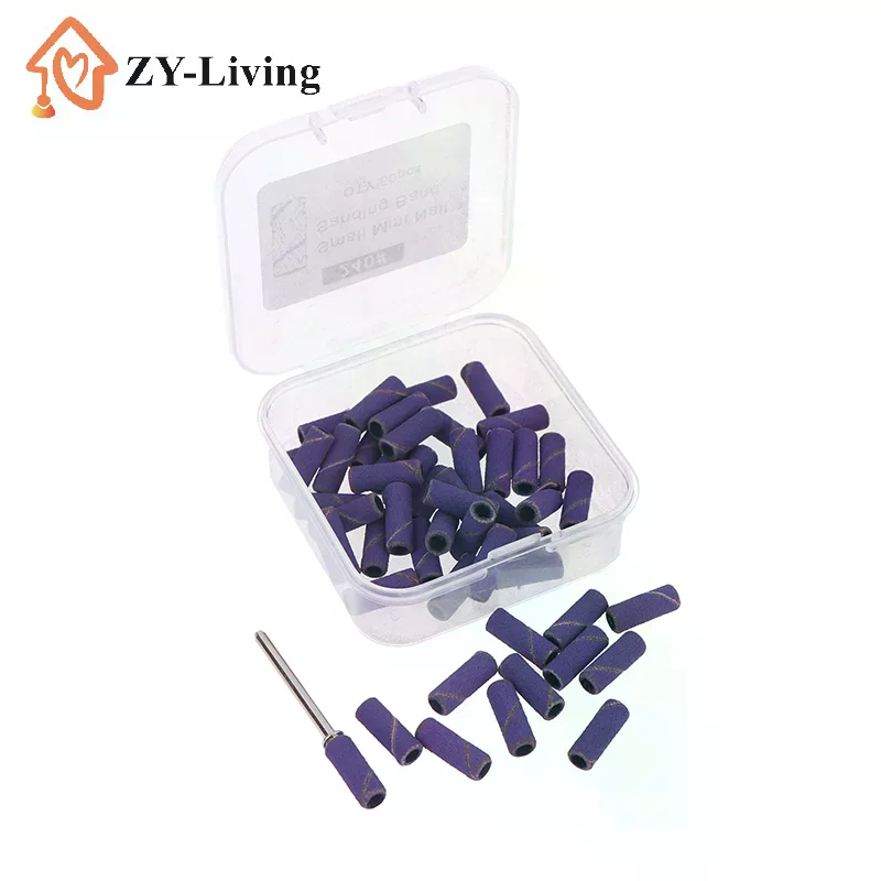 50PCS Tapered Nail Sanding Bands With Metal Mandrel, Purple 240 Fine Grit Sanding Bands For Nail Drill Manicure