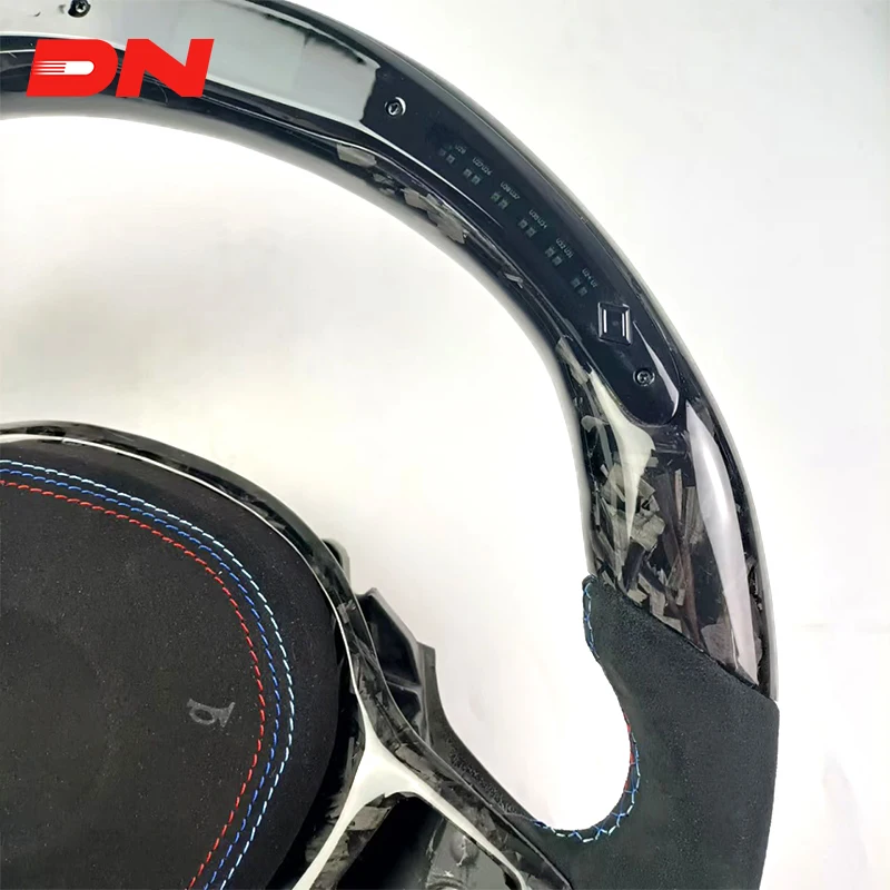 عجلة قيادة جلدية مخصصة من ألياف الكربون LED رياضية لسيارات BMW G20 G30 F30 F10 3 Series 5 Series X5 X6 بما في ذلك M5 X6 M5