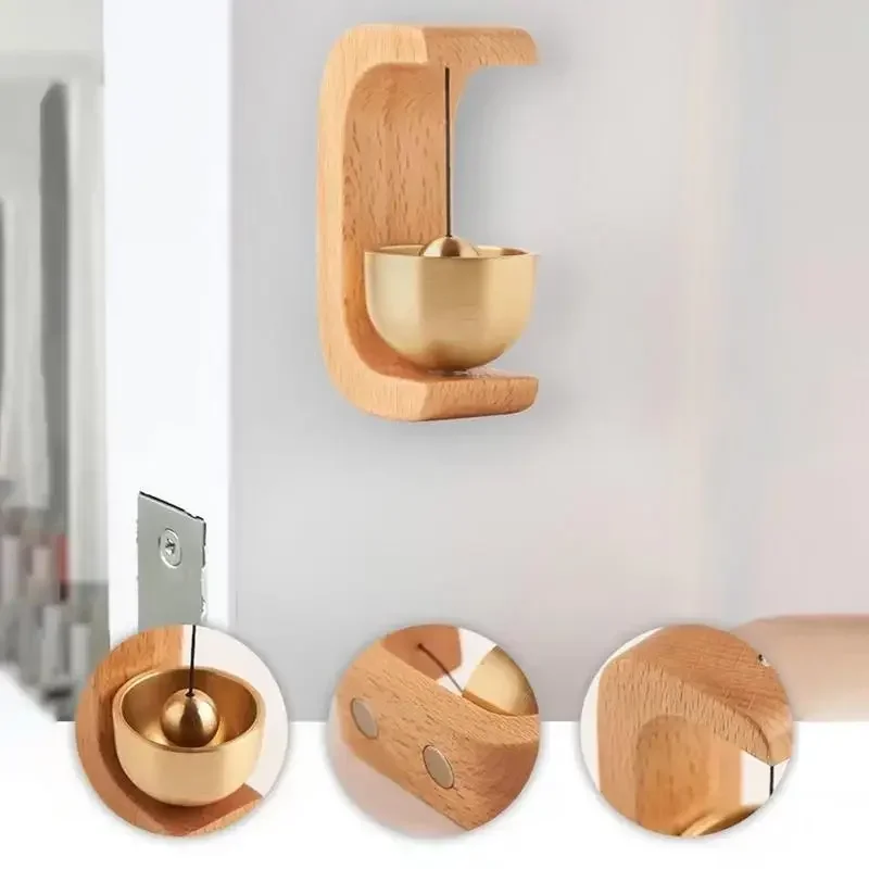 Entrance Wireless Doorbell Shopkeeper's Bell Small Wind Bell Door Opening Wooden Clock Reminder for Home Decoration Rustic Brass