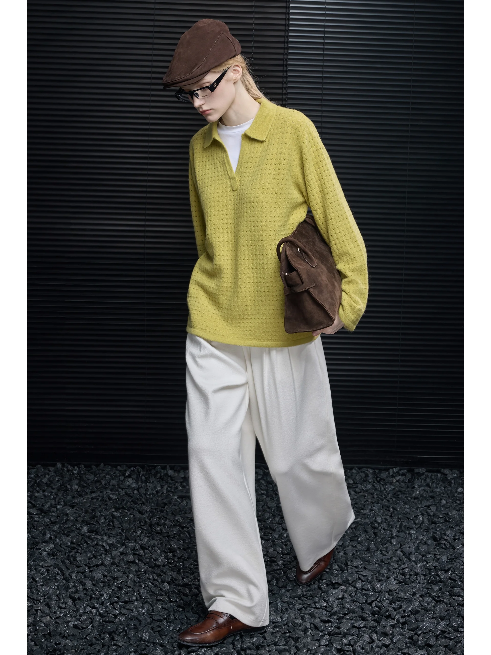 

Yellow V-Ne Knitted Sweater Hollow Design Lazy Sle Women's Faion Autumn Winter New Arrival Loose Fit Comfortable Feeling