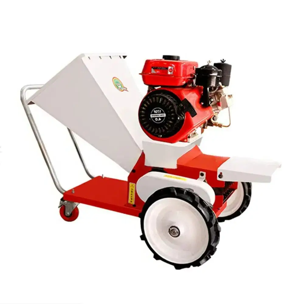Movable Multi-funcational  Diesel Wood Branch Chipper Tree Sliage Thredder Chaff Cutter Hay Straw Chopper