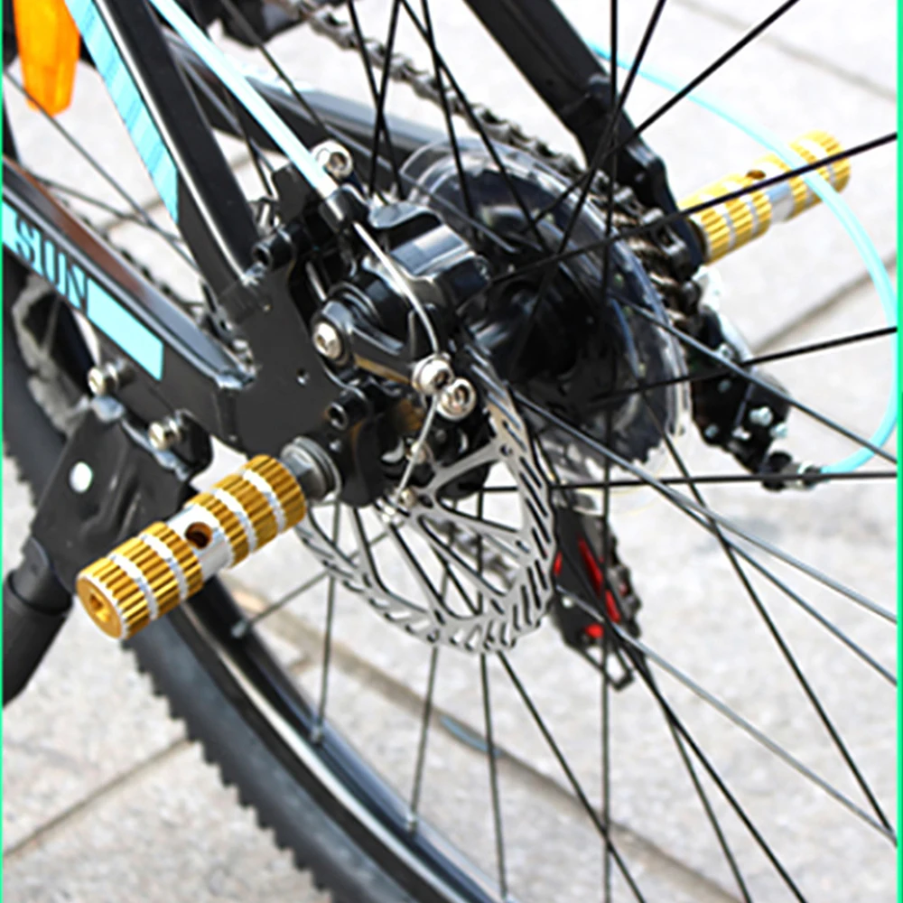 1 Pair Mountain Road Cycling Bike Pedals Axle Foot Rest Pegs Anti-Slip Aluminum Alloy BMX Bicycle Front Rear Socle Pedal