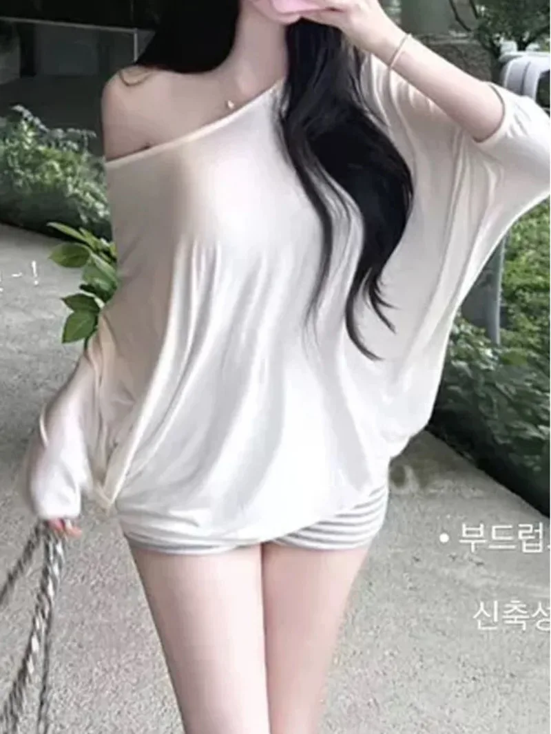 Autumn/winter Korean Version New Round Neck Long Sleeve T-shirt Women Loose Solid Casual Versatile Micro Sheer Top F393