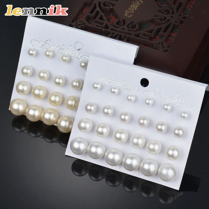 LENNIK 12 Pairs Pearl Earrings Set, Great Value Combo Simple & Elegant, Bestselling Women's Jewelry,Ideal for Gifting&Daily Wear