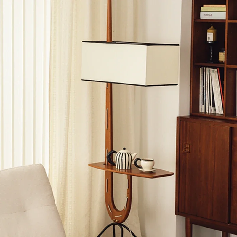 

Solid wood edge floor lamp living room sofa bedroom bedside storage vertical
