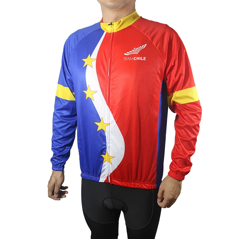 

Team Chile Cycling Jersey Long Sleeve Top Road Wear Clothing Bike Shirt Motocross Bicycle Sweater Breathable Chilean Profession