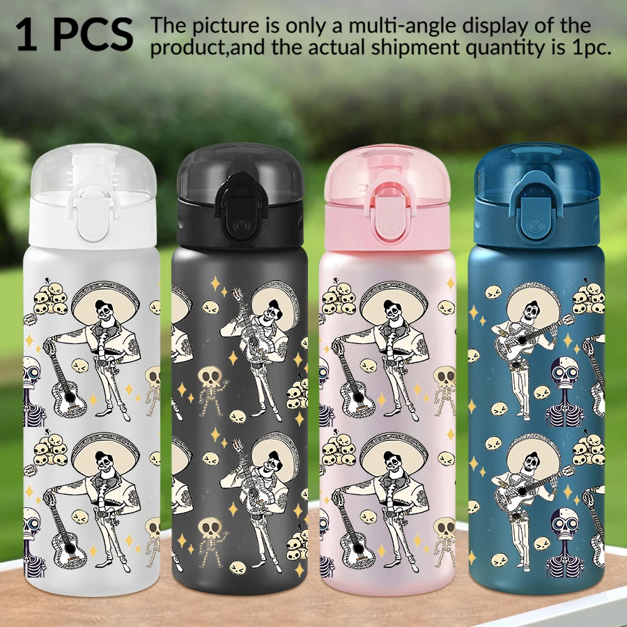 

1 шт., пластиковая бутылка для воды Disney, череп, гитарный узор, 26 унций, чашка для воды для занятий спортом на открытом воздухе, подарок на день рождения/выпуск