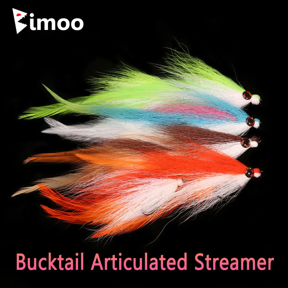 

Bimoo 1PC Bucktail Articulated Streamer Fly Big Fish Spine Streamer Big Game Fish Sea Fishing Pike Bass Trout Fishing Lures Bait