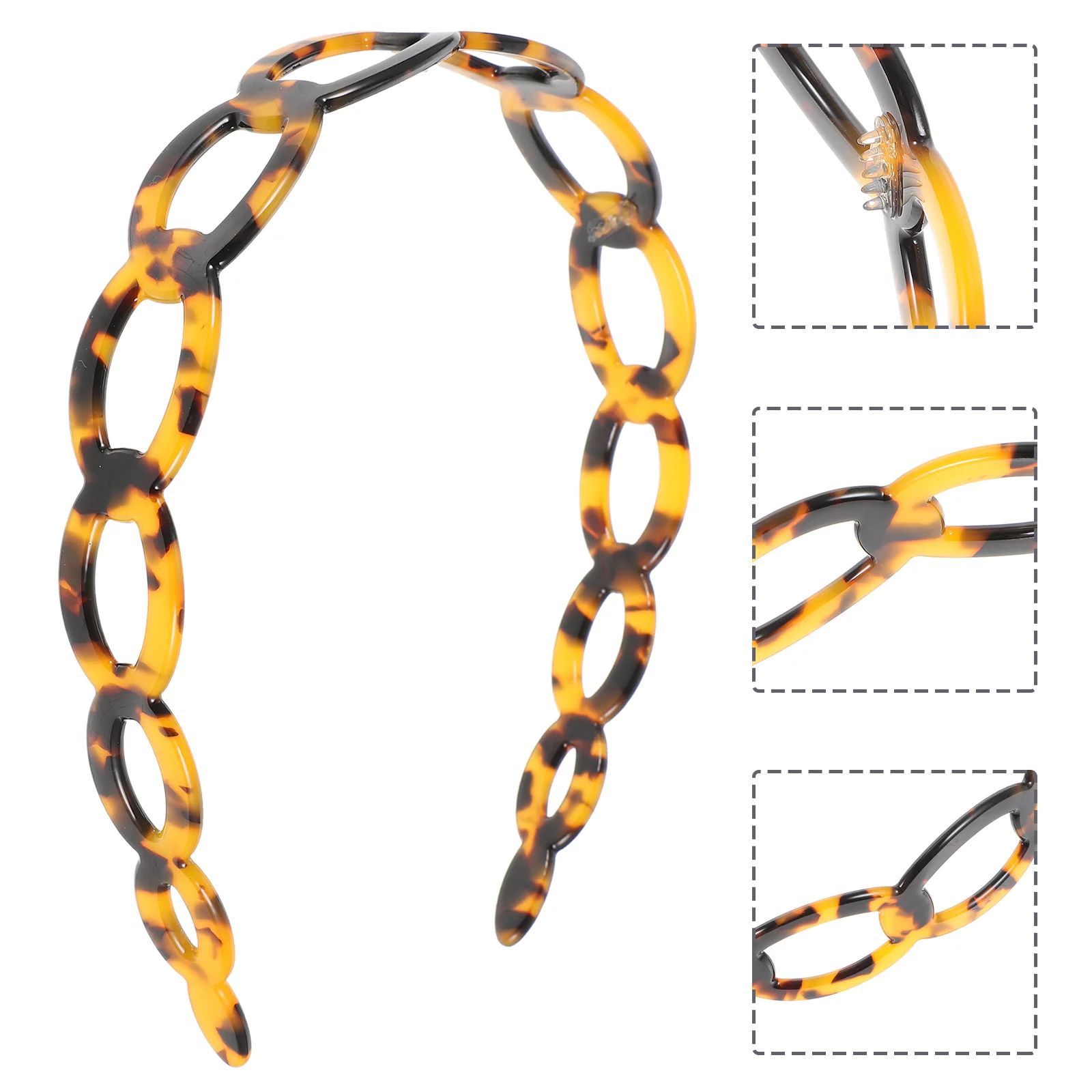 Yoga Headbands for Women Tortoiseshell Teeth Non-slip Hair Accessory Miss Hairband Retro Decor