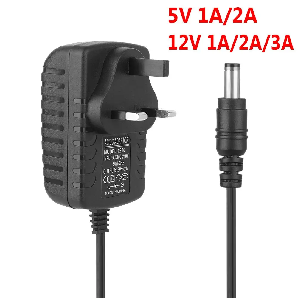 Universal 5V 12V 1A 2A 3A Mains Transformer LED Strip Power Supply Charger AC/DC Adapter UK Plug Power Supplies