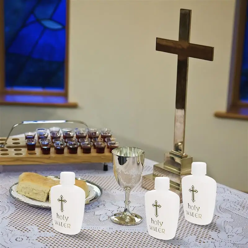 6Pcs Plastic Holy Water Bottles Church Holy Water Bottles Easter Cross Holy Water Bottle Baptism For Baptism And Exorcism