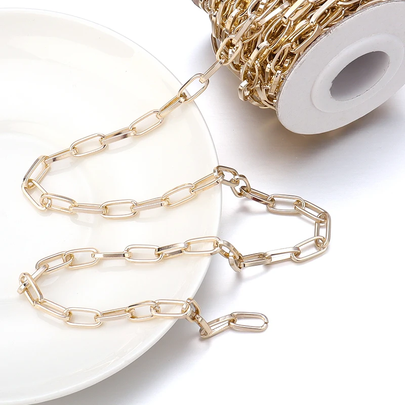 5 yards/roll Gold Silver Color Aluminum Chains Aluminum Paperclip Chains Oval Chain For DIY Necklace Bracelet Crafts Components