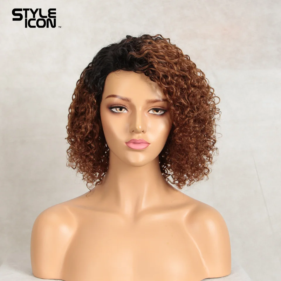 Part Lace Curly Human Hair Wigs Real Wet and Wavy Human Hair Wig Styleicon Wet Wavy Short Wigs #2 #4 Natural Color