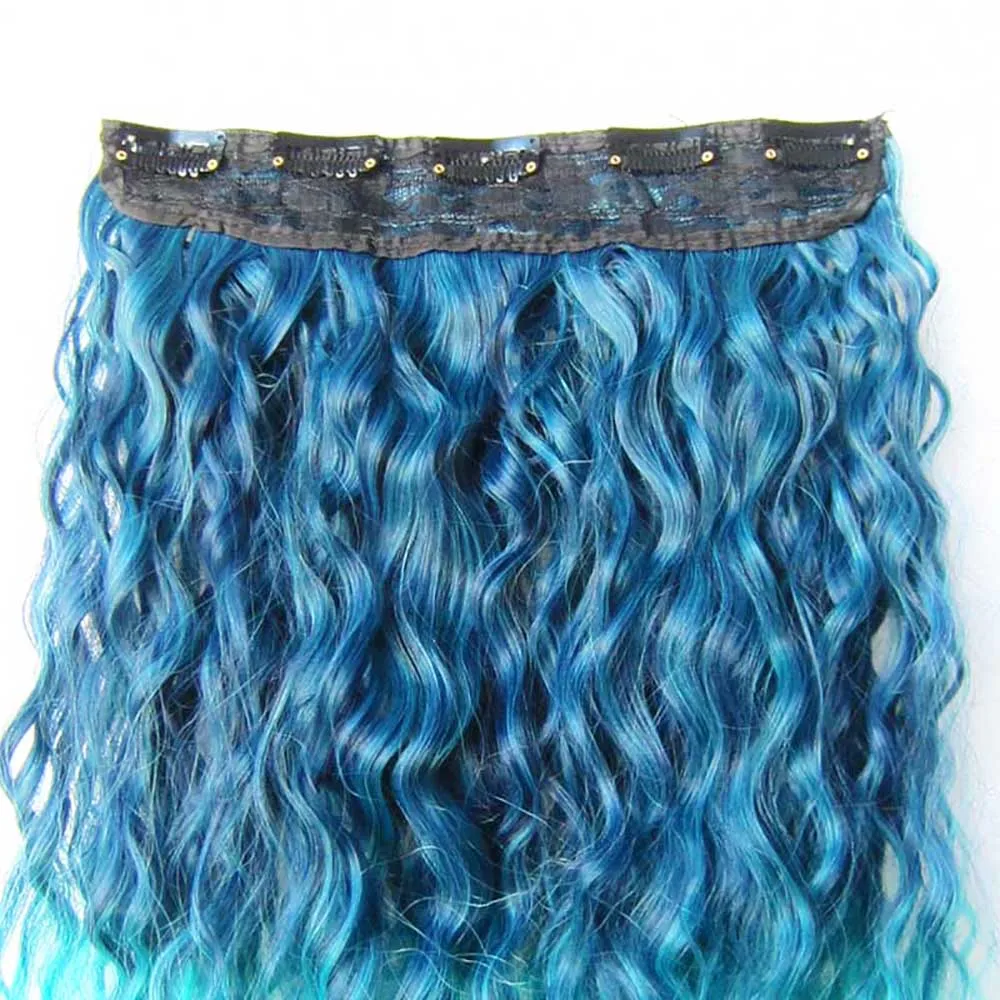 Zolin 5-Clip One Piece synthetische verworrene lockige Clip-in-Haarverlängerung Regenbogen Ombre Einfaches Styling für Frauen Cosplay und den täglichen Gebrauch