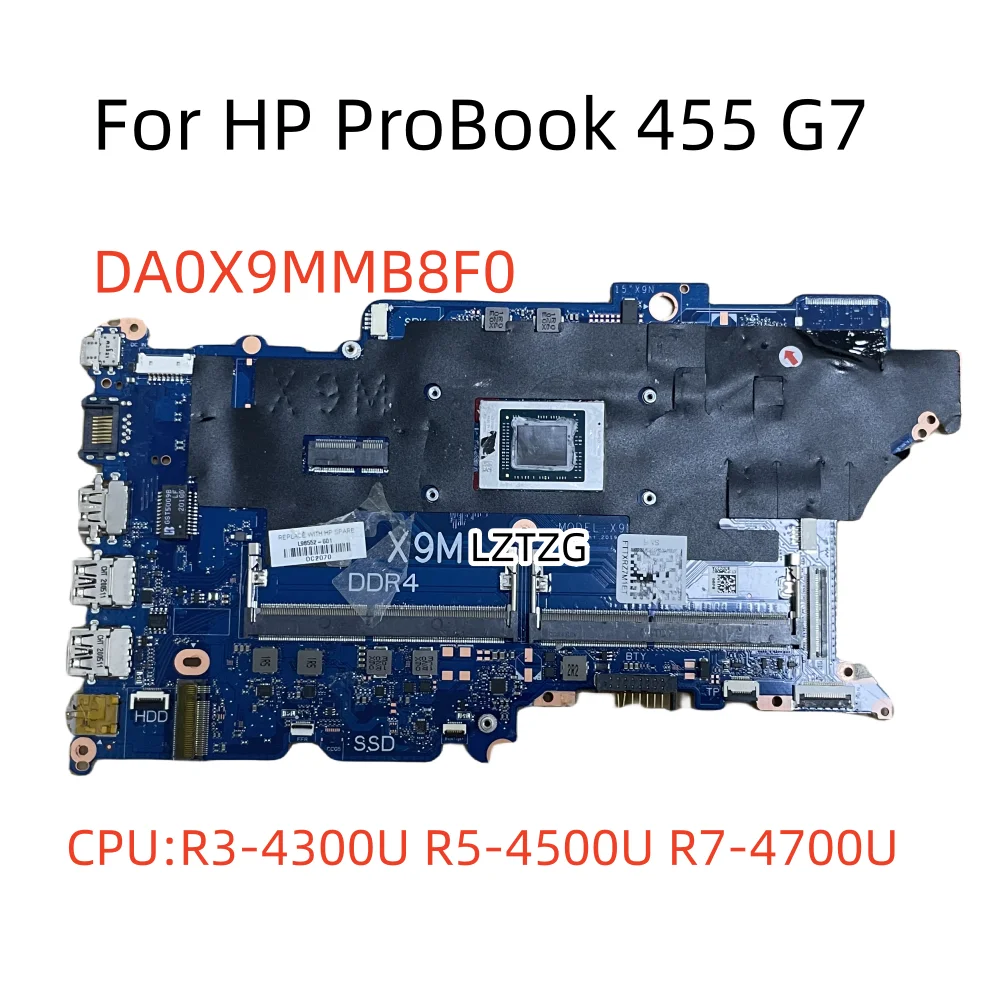 

DA0X9MMB8F0 For HP ProBook 455 G7 Laptop Motherboard CPU R3-4300U R5-4500U R7-4700U AMD L98552-601 L98556-601 100% Tested OK