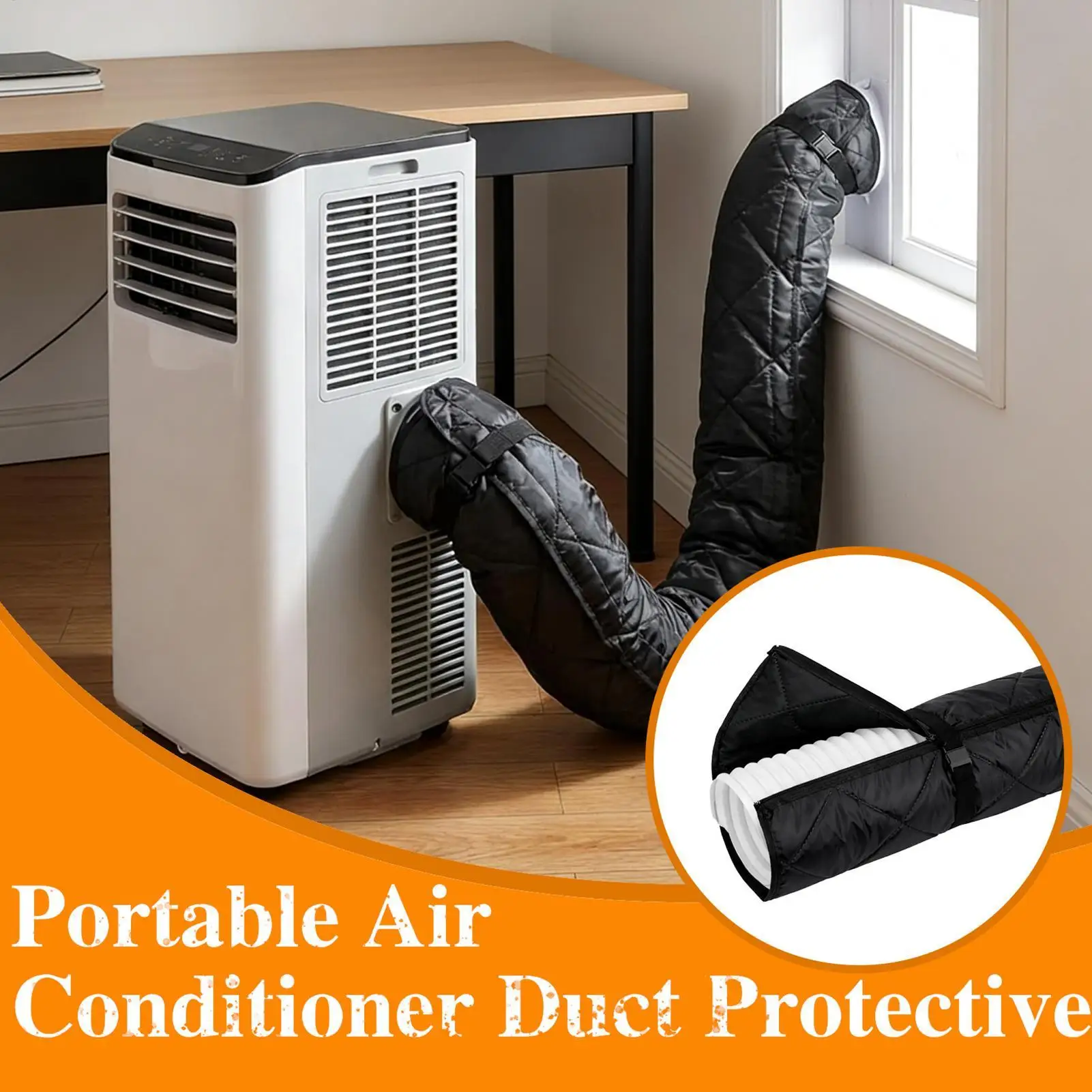 Portable Air Conditioner Hose Insulation Quilted Thermal Cover for Exhaust Vent Pipe Waterproof Outer Fabric Thick Inner Lining view 2