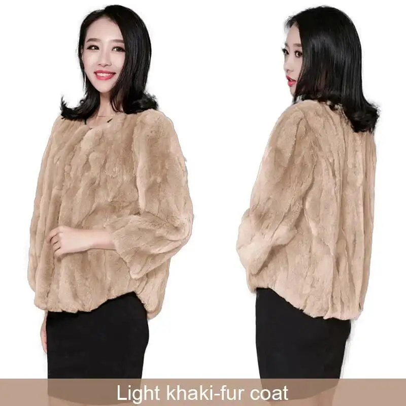 Abrigo de piel de conejo Real Natural para mujer, chaquetas de lujo cortas coreanas, talla suelta, peludas, gruesas y cálidas, cuello redondo, ropa