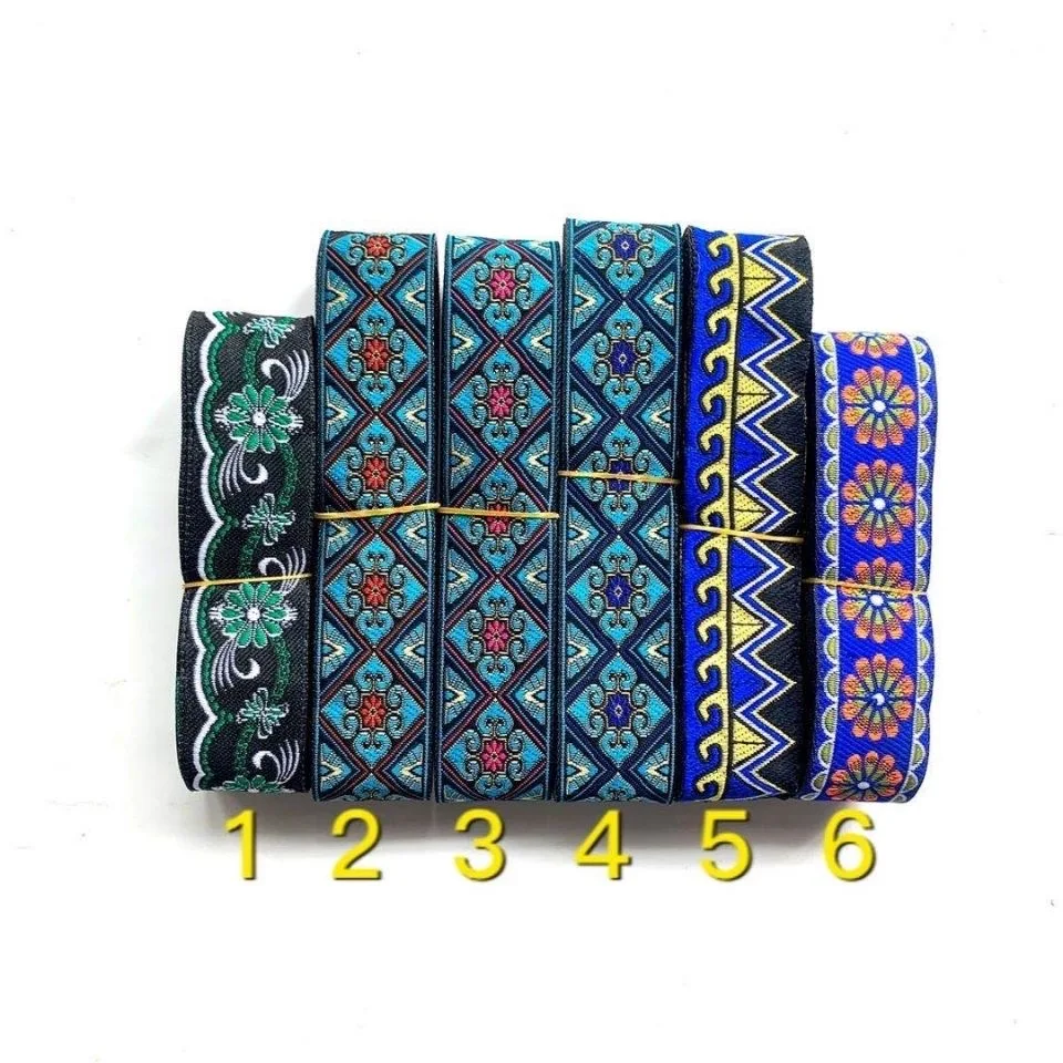 7 Yards 3,3 cm Jacquardband, gewebtes Gurtband, ethnischer Besatz, bestickte Spitze, DIY-Kleidungsstück, Vorhang, Nähzubehör, Stoff